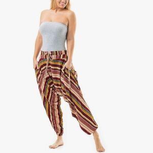 Buddha Pants Harem Womens Savannah Flair Red Stripe Size XXS Yoga Boho